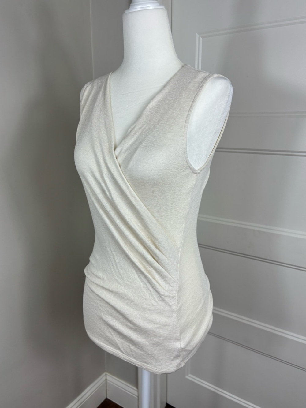 Michael Stars Cream Shine Wrap Tank OS
